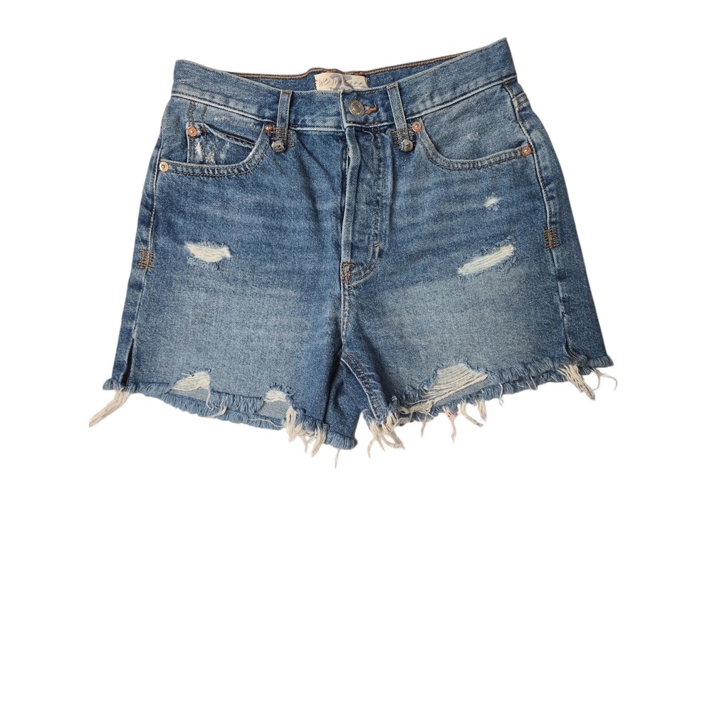 Free People We The Free Distressed Denim Cutoff Shorts Raw Hem Blue Size 25